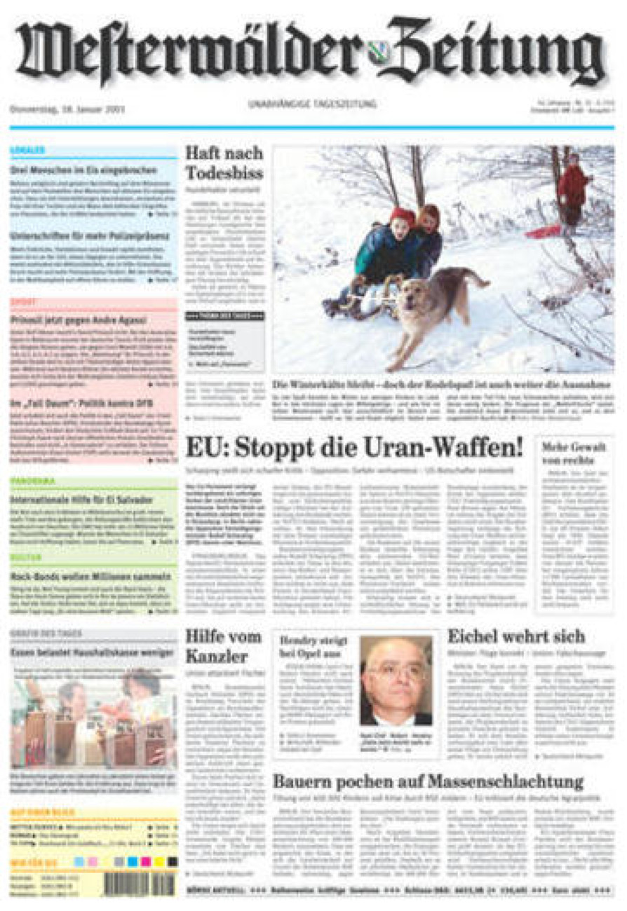 Westerwälder Zeitung vom Donnerstag, 18.01.2001