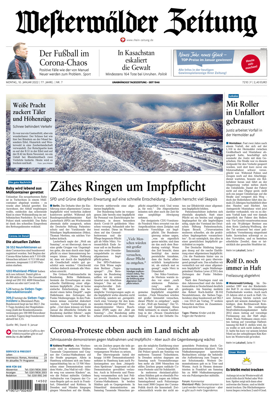 Westerwälder Zeitung vom Montag, 10.01.2022