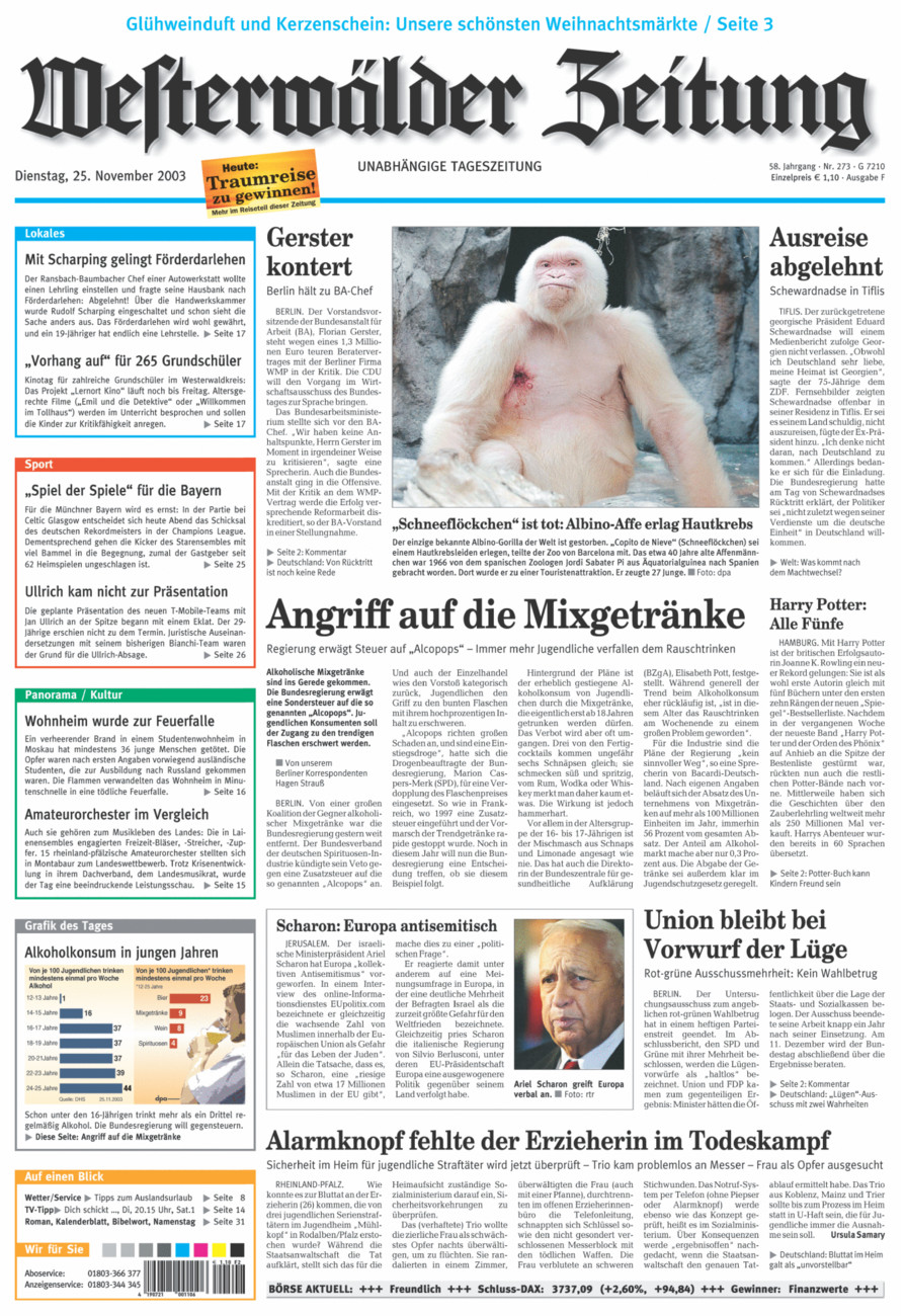 Westerwälder Zeitung vom Dienstag, 25.11.2003