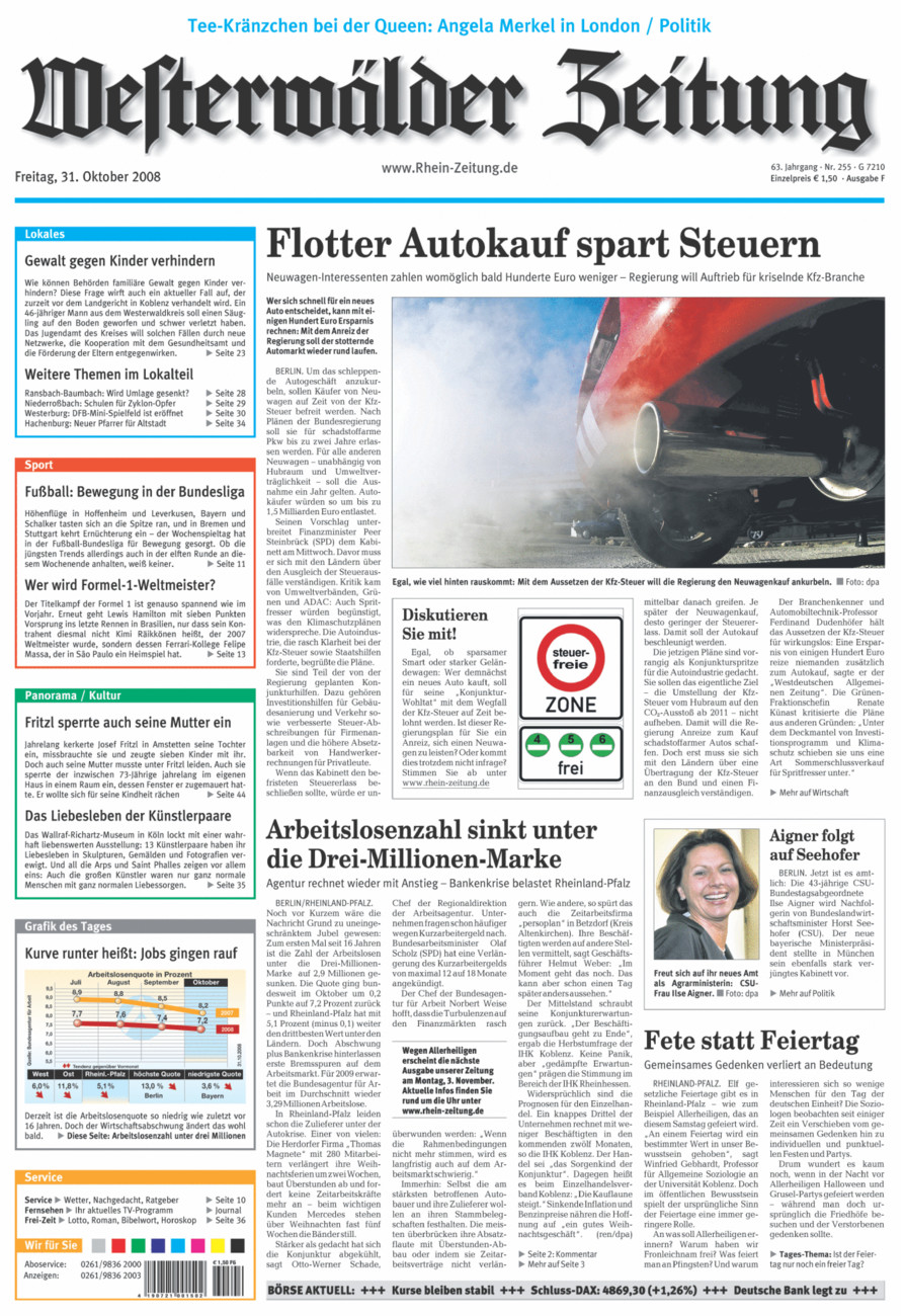 Westerwälder Zeitung vom Freitag, 31.10.2008