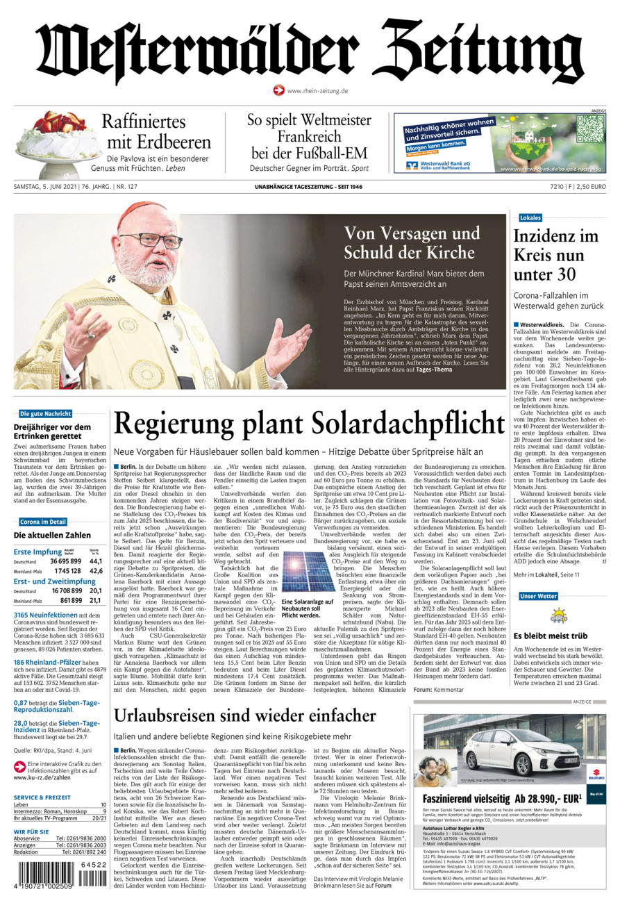Westerwälder Zeitung vom Samstag, 05.06.2021