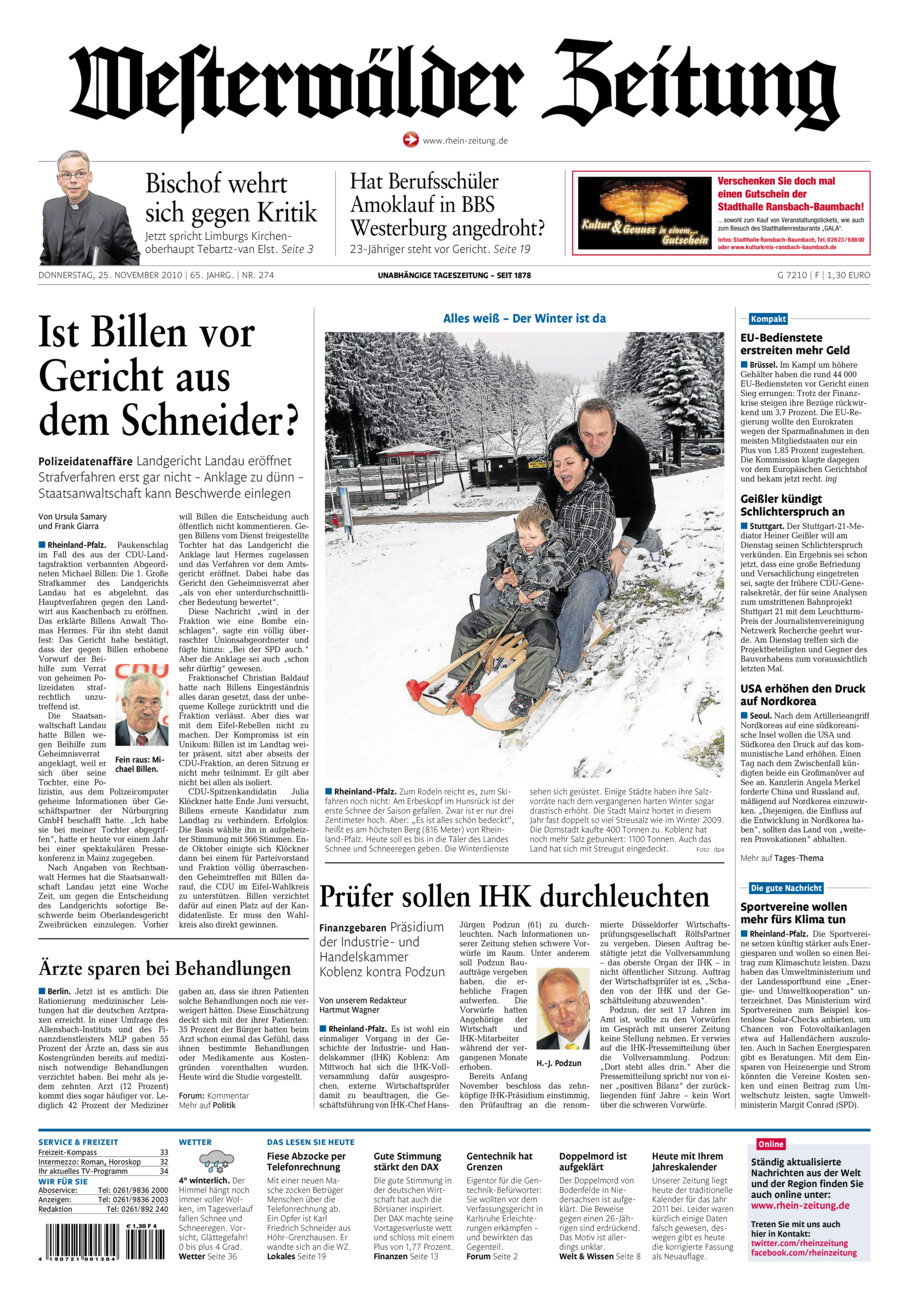 Westerwälder Zeitung vom Donnerstag, 25.11.2010