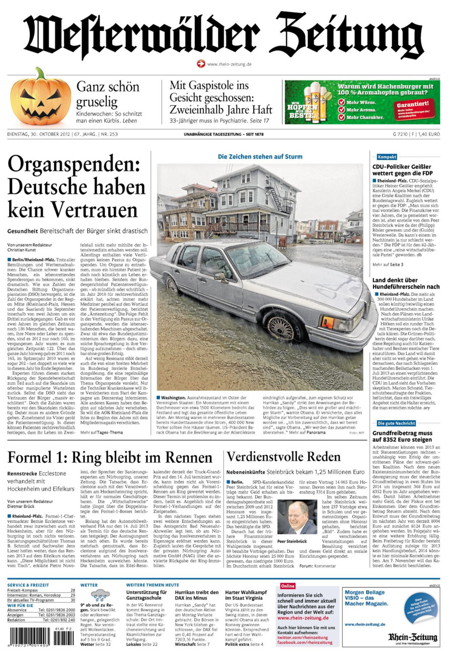 Westerwälder Zeitung vom Dienstag, 30.10.2012