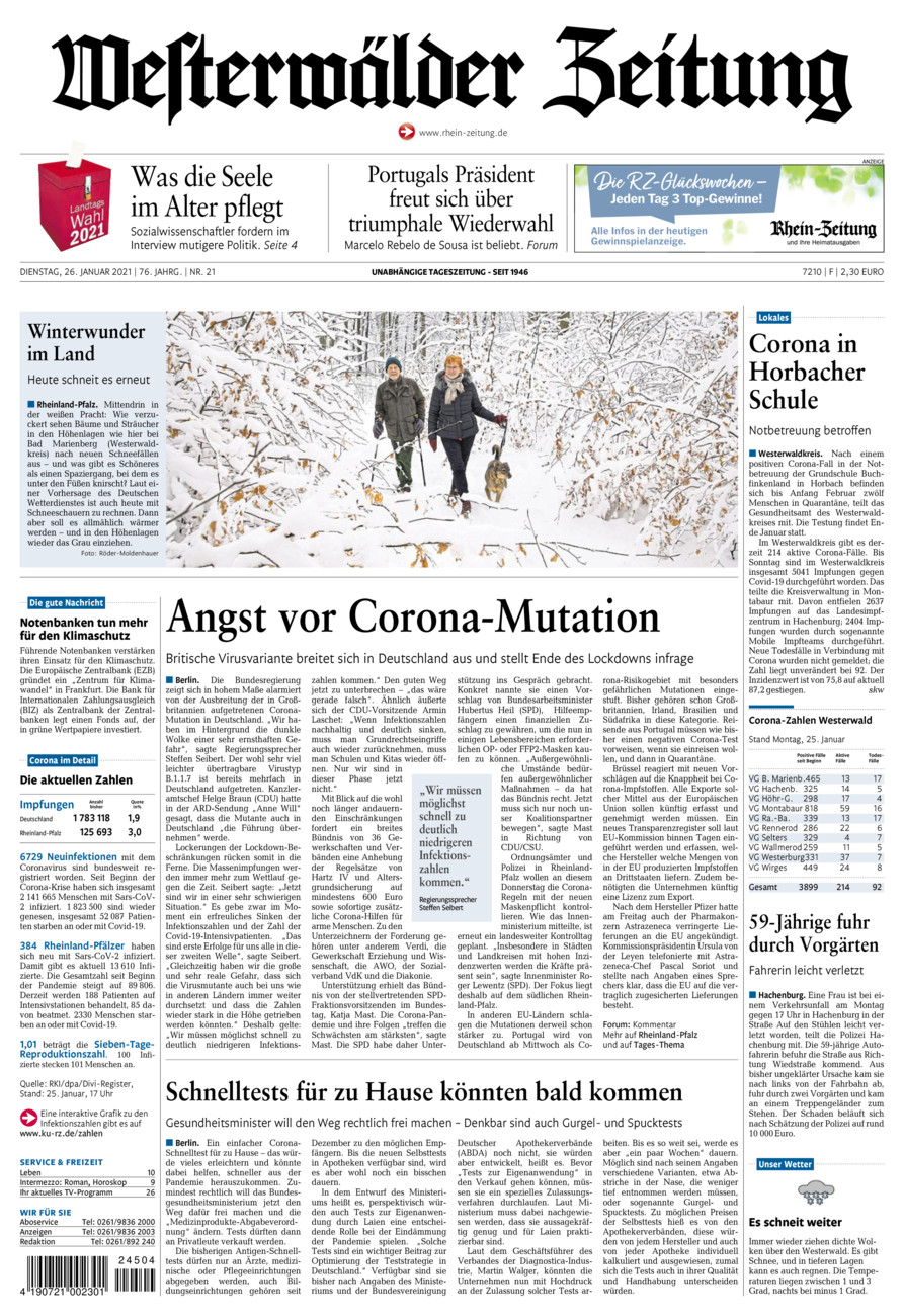 Westerwälder Zeitung vom Dienstag, 26.01.2021