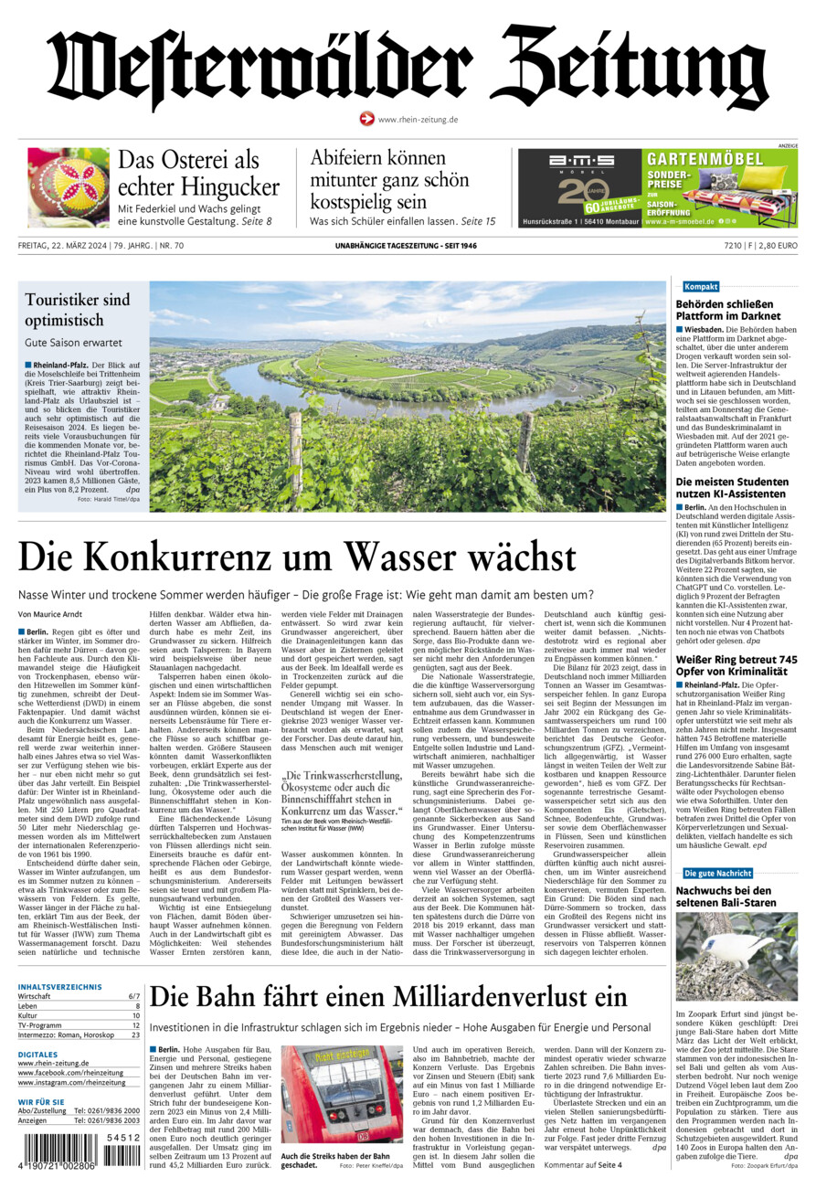 Westerwälder Zeitung vom Freitag, 22.03.2024