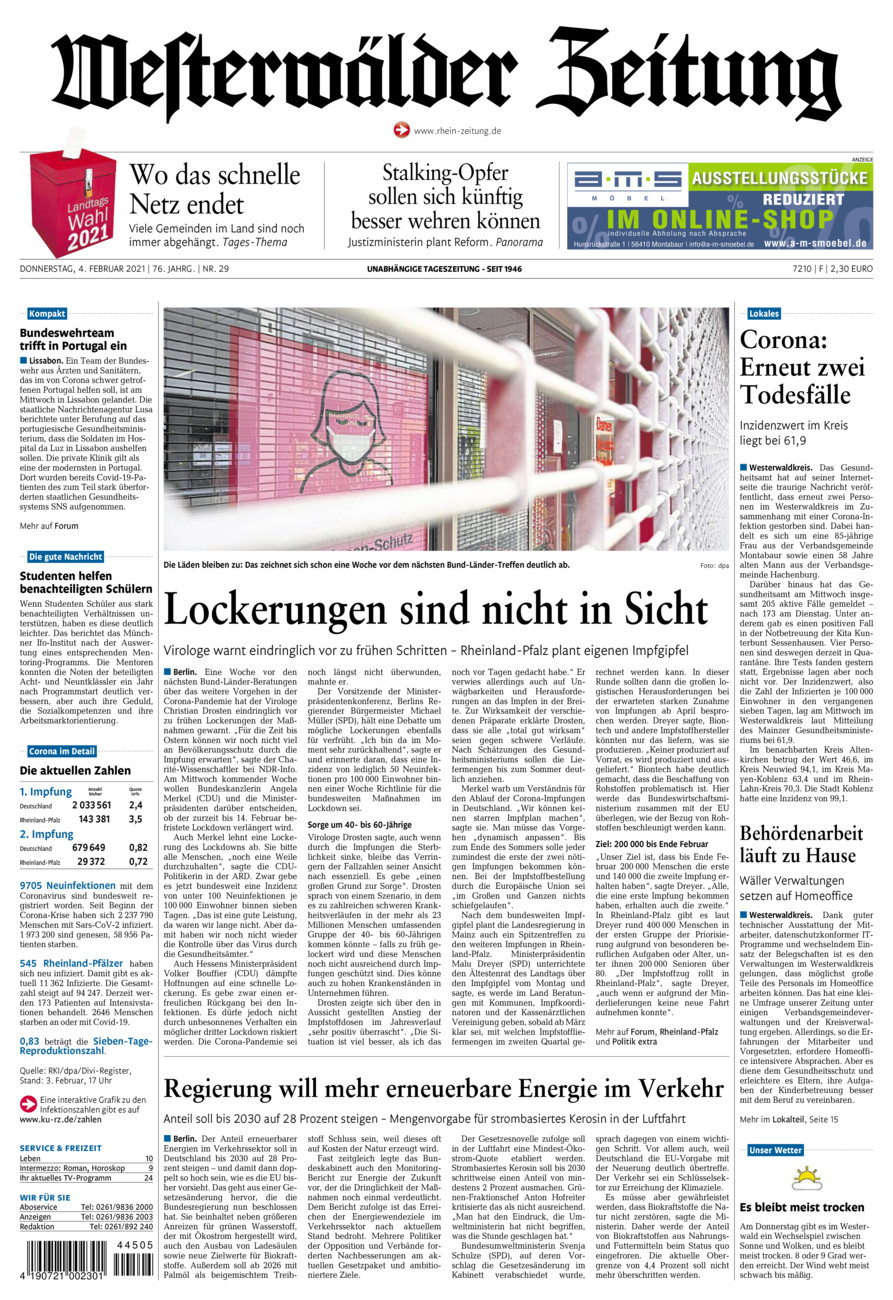 Westerwälder Zeitung vom Donnerstag, 04.02.2021