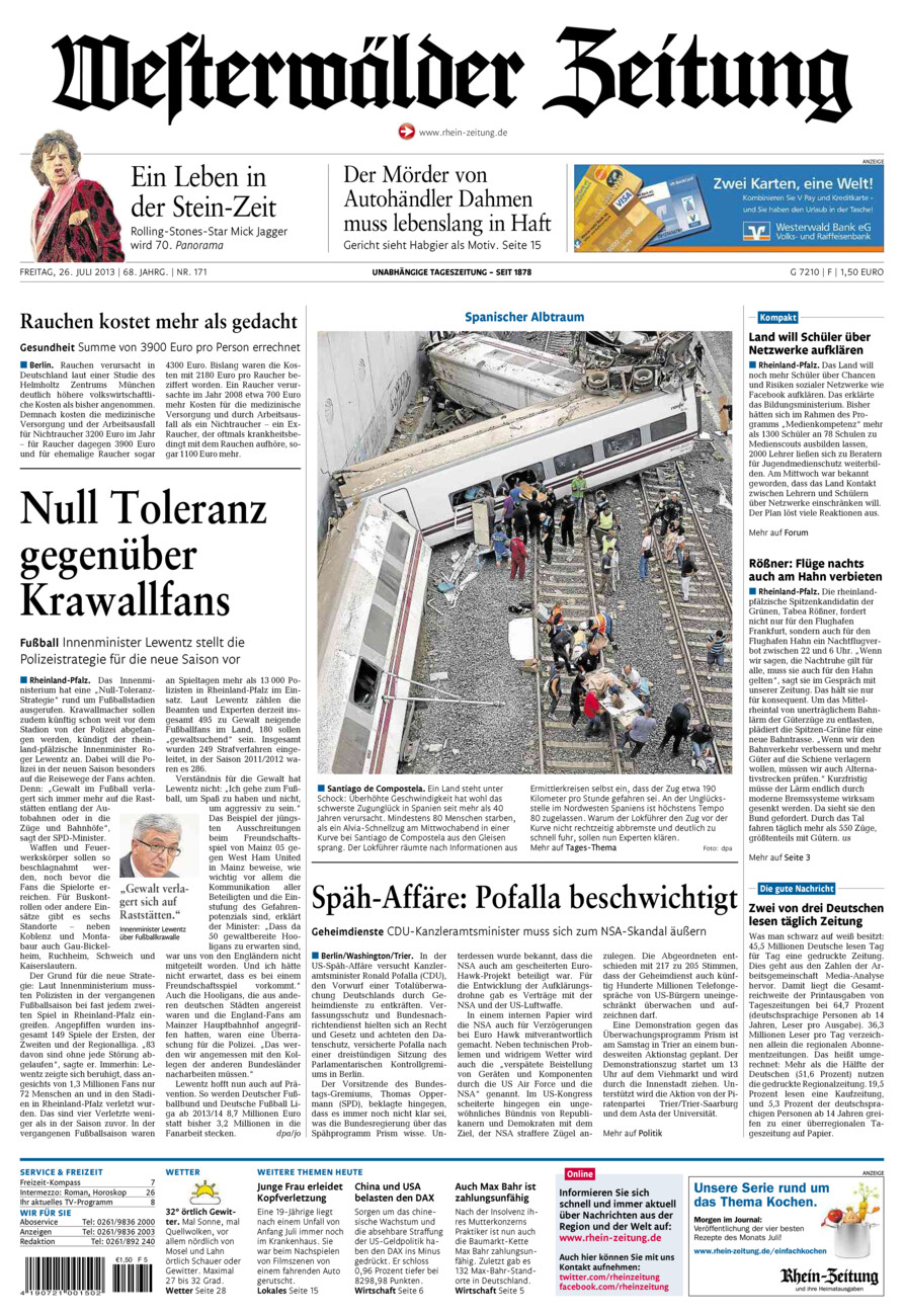Westerwälder Zeitung vom Freitag, 26.07.2013