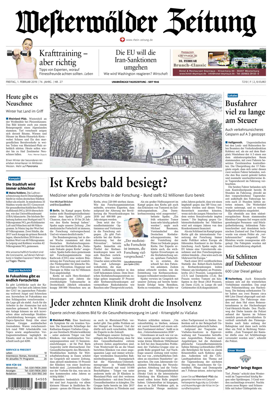 Westerwälder Zeitung vom Freitag, 01.02.2019