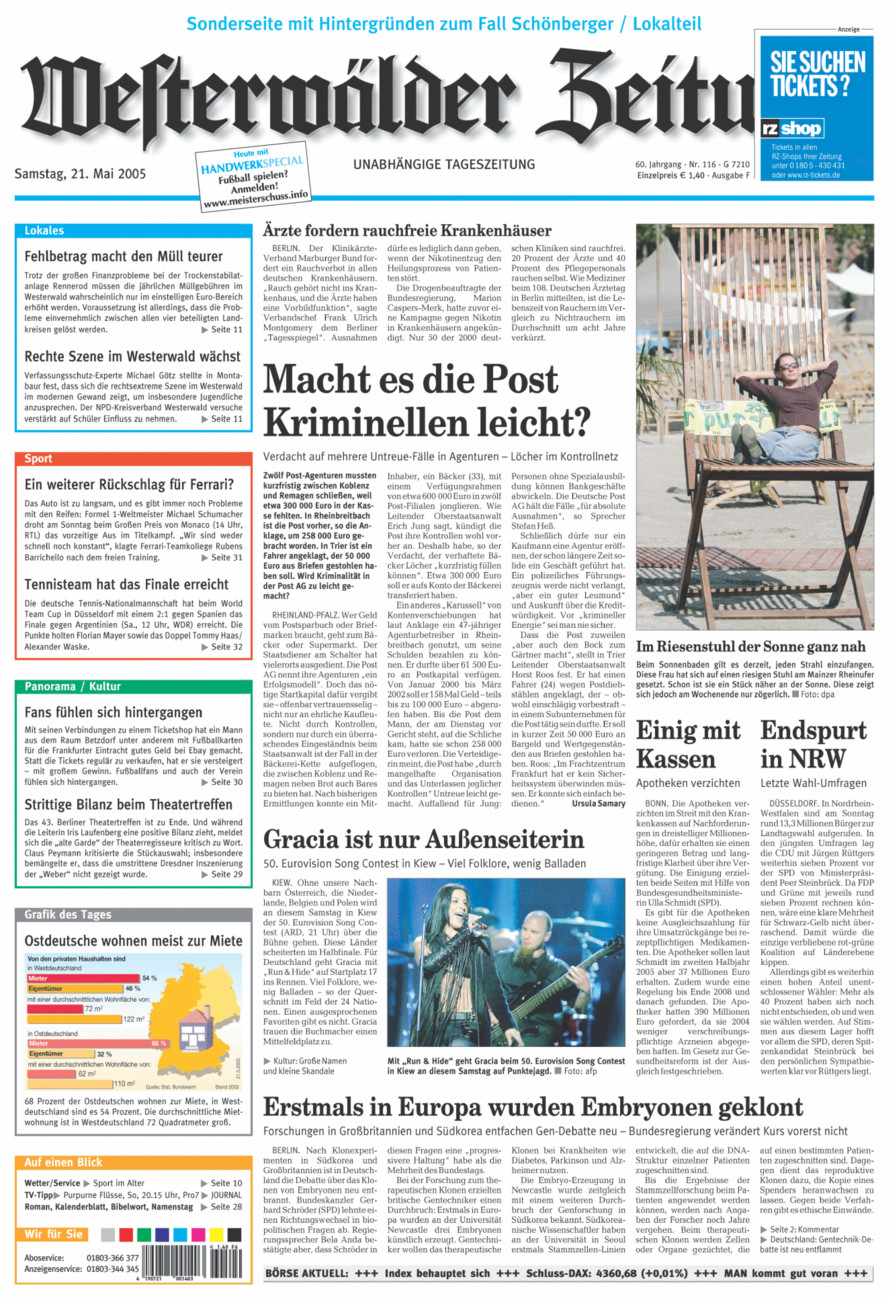 Westerwälder Zeitung vom Samstag, 21.05.2005