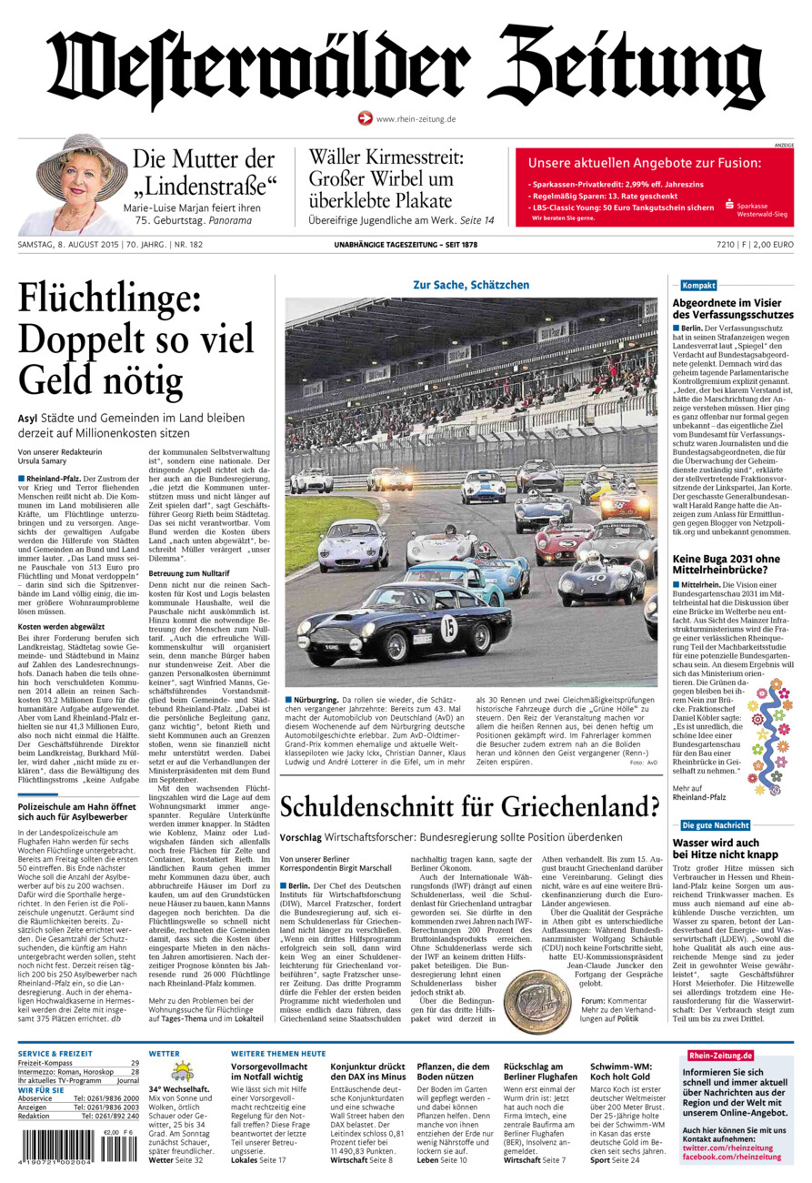 Westerwälder Zeitung vom Samstag, 08.08.2015