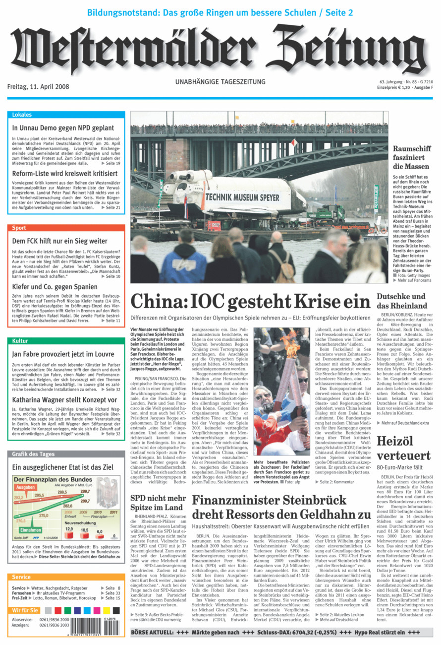 Westerwälder Zeitung vom Freitag, 11.04.2008