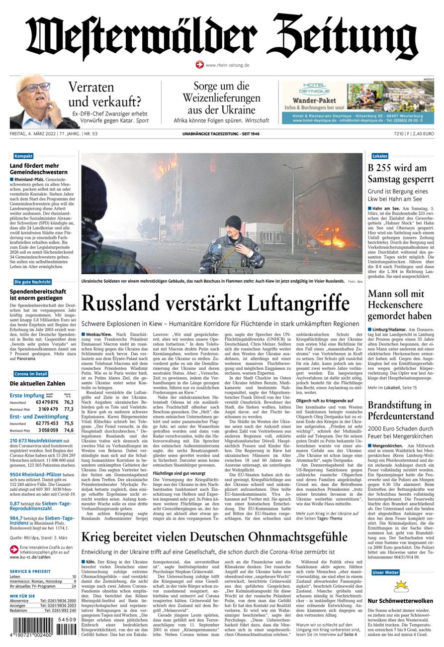 Westerwälder Zeitung vom Freitag, 04.03.2022