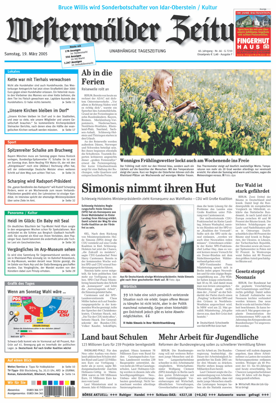 Westerwälder Zeitung vom Samstag, 19.03.2005