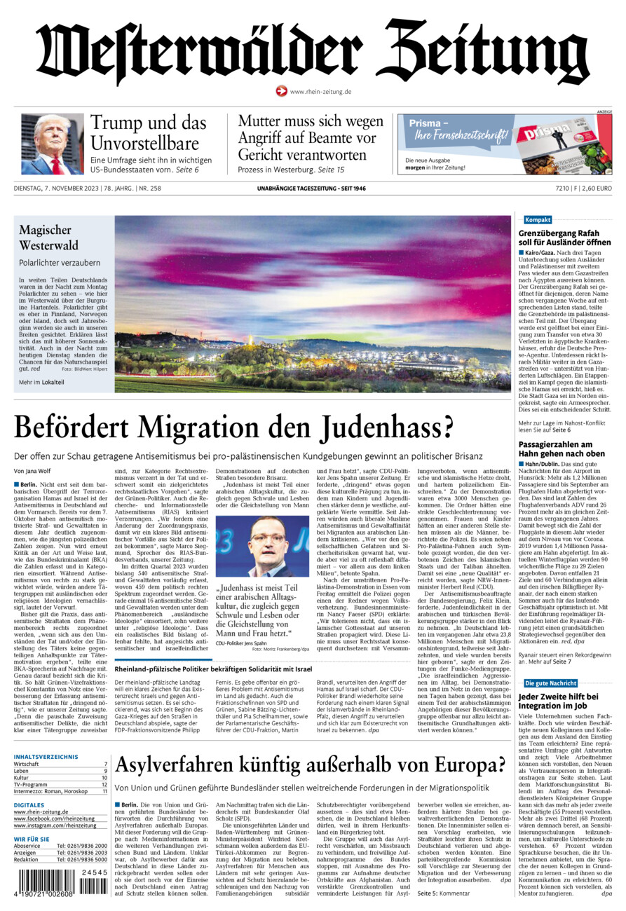 Westerwälder Zeitung vom Dienstag, 07.11.2023