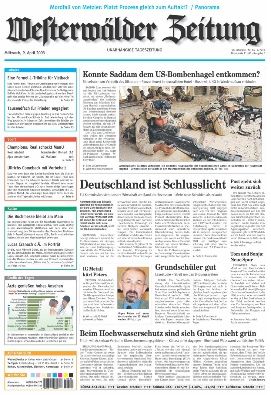 Westerwälder Zeitung vom Mittwoch, 09.04.2003
