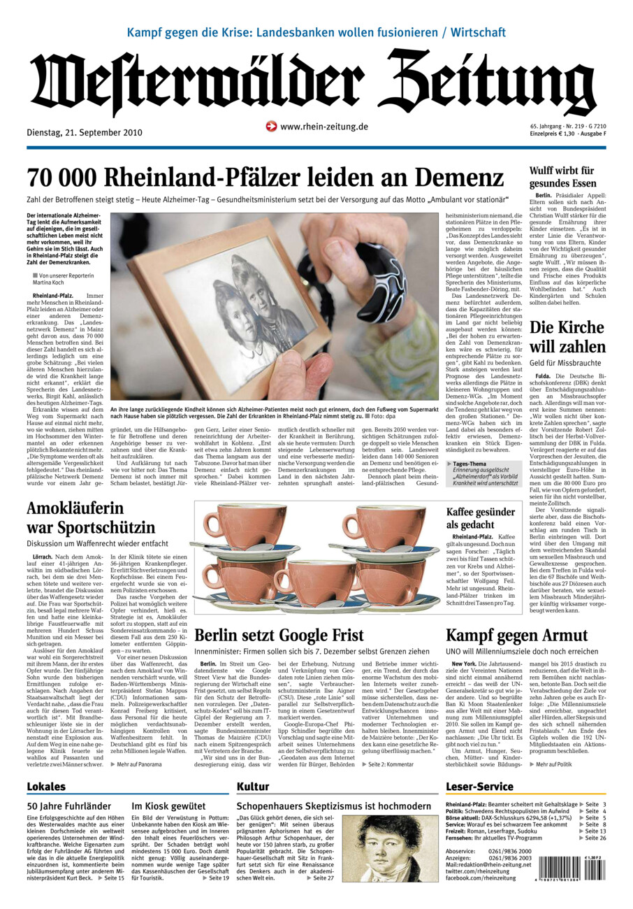 Westerwälder Zeitung vom Dienstag, 21.09.2010