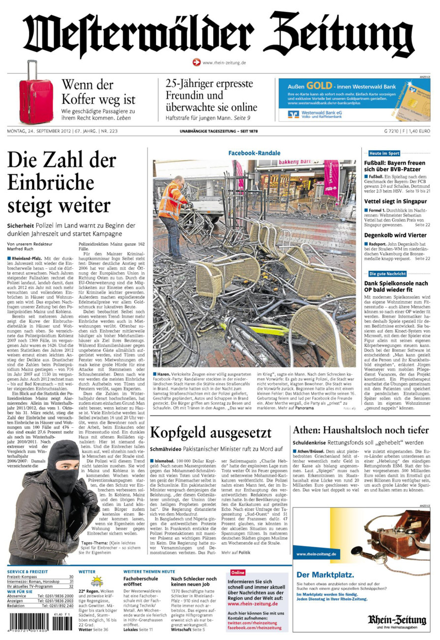 Westerwälder Zeitung vom Montag, 24.09.2012