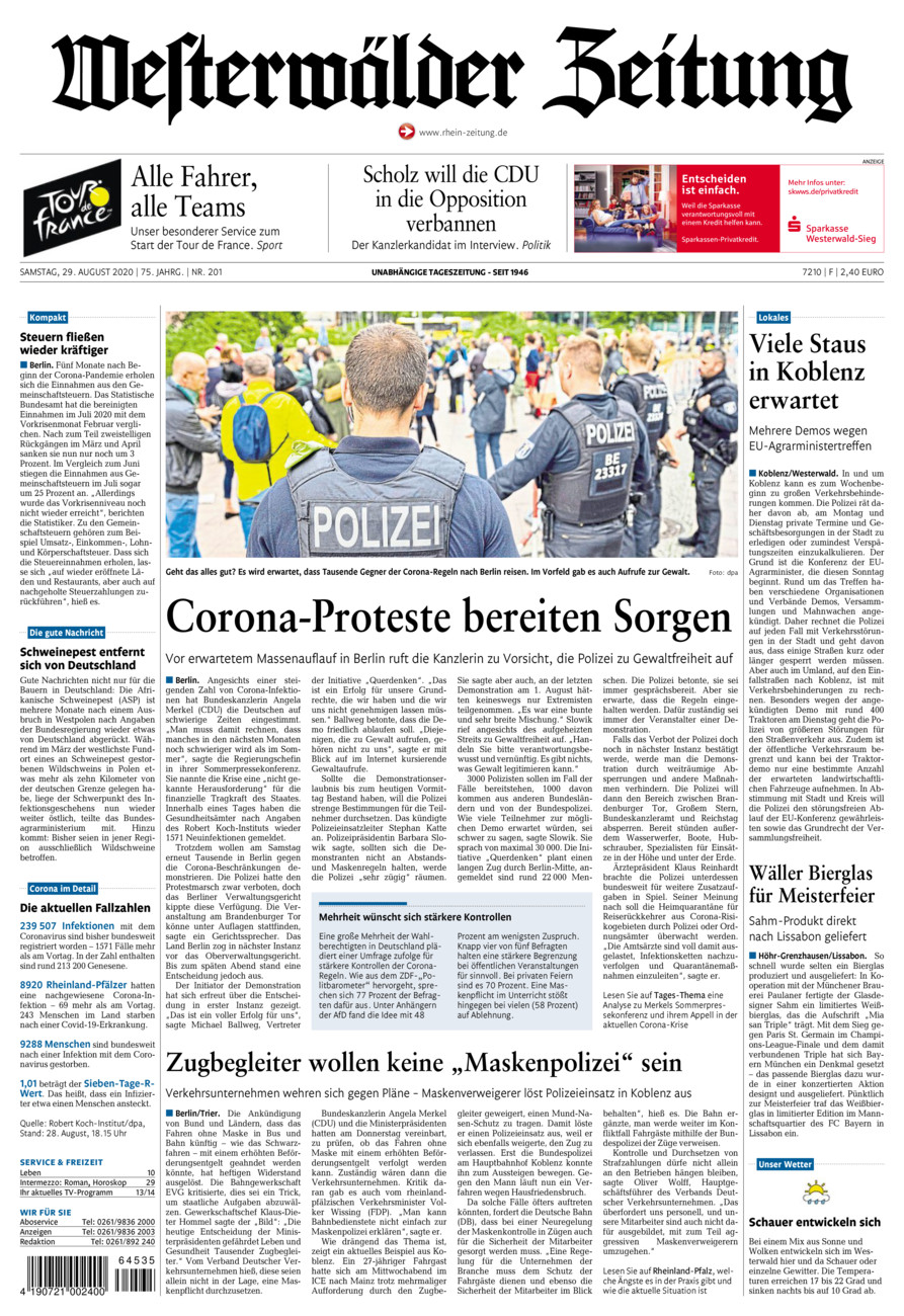 Westerwälder Zeitung vom Samstag, 29.08.2020