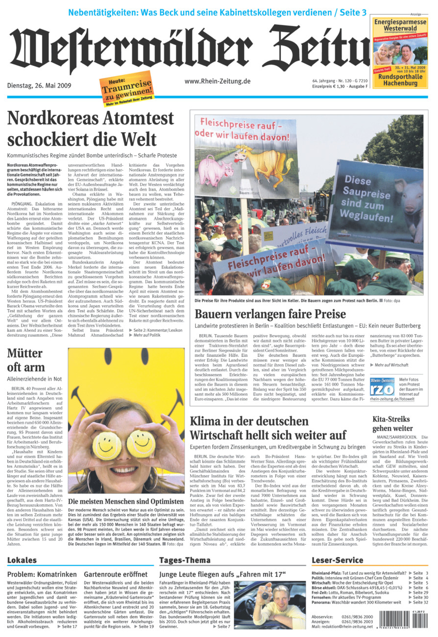 Westerwälder Zeitung vom Dienstag, 26.05.2009