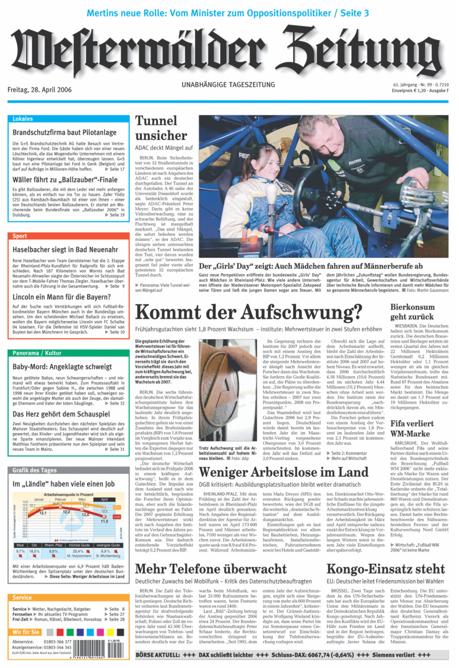 Westerwälder Zeitung vom Freitag, 28.04.2006