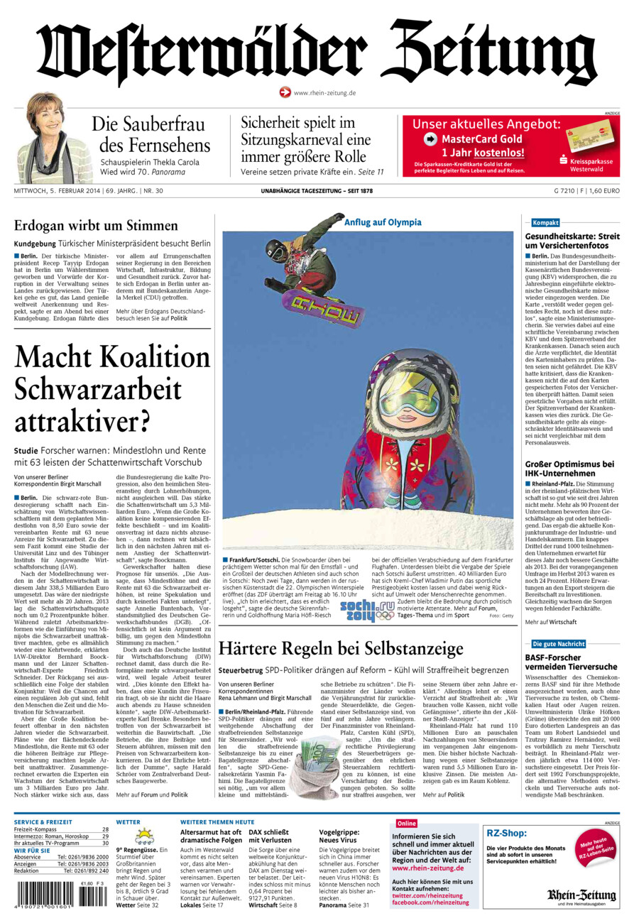 Westerwälder Zeitung vom Mittwoch, 05.02.2014