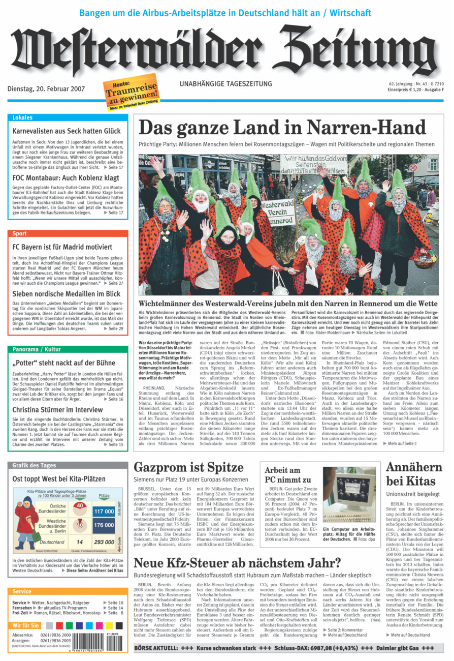Westerwälder Zeitung vom Dienstag, 20.02.2007