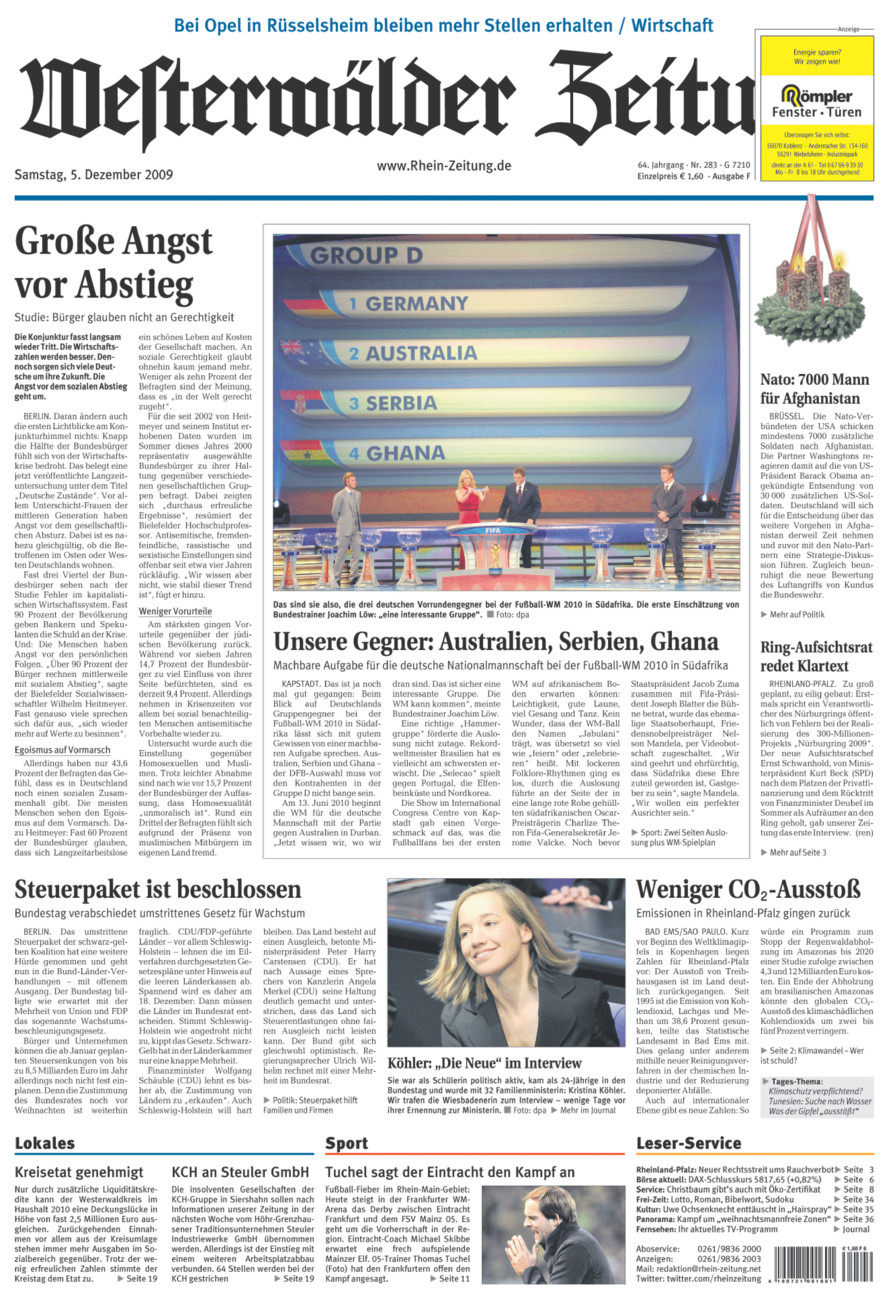Westerwälder Zeitung vom Samstag, 05.12.2009