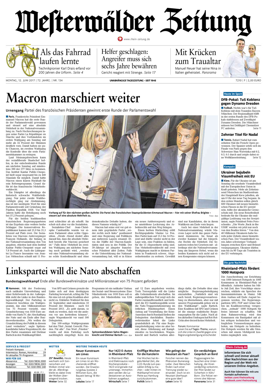 Westerwälder Zeitung vom Montag, 12.06.2017