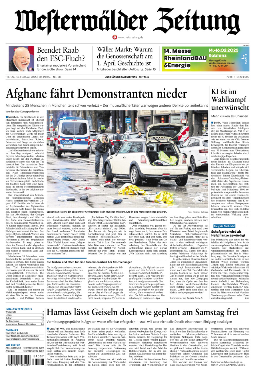 Westerwälder Zeitung vom Freitag, 14.02.2025