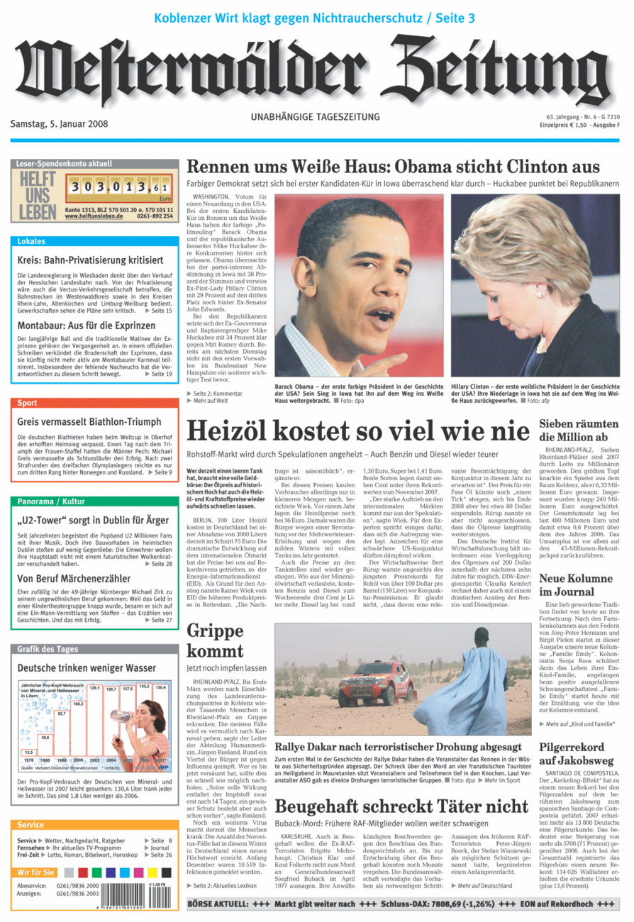 Westerwälder Zeitung vom Samstag, 05.01.2008