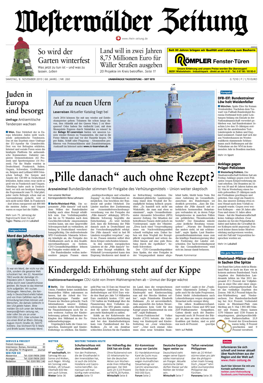 Westerwälder Zeitung vom Samstag, 09.11.2013