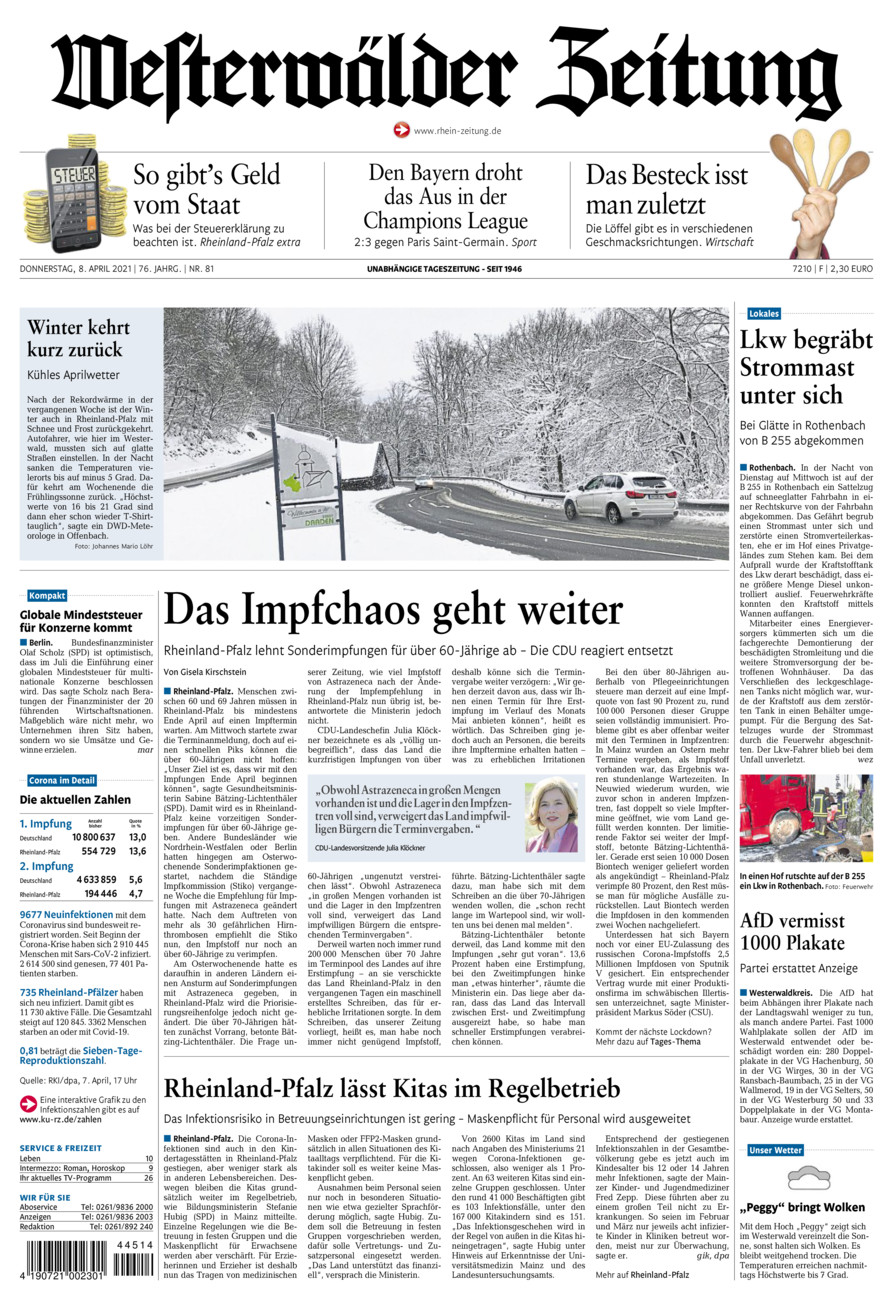 Westerwälder Zeitung vom Donnerstag, 08.04.2021