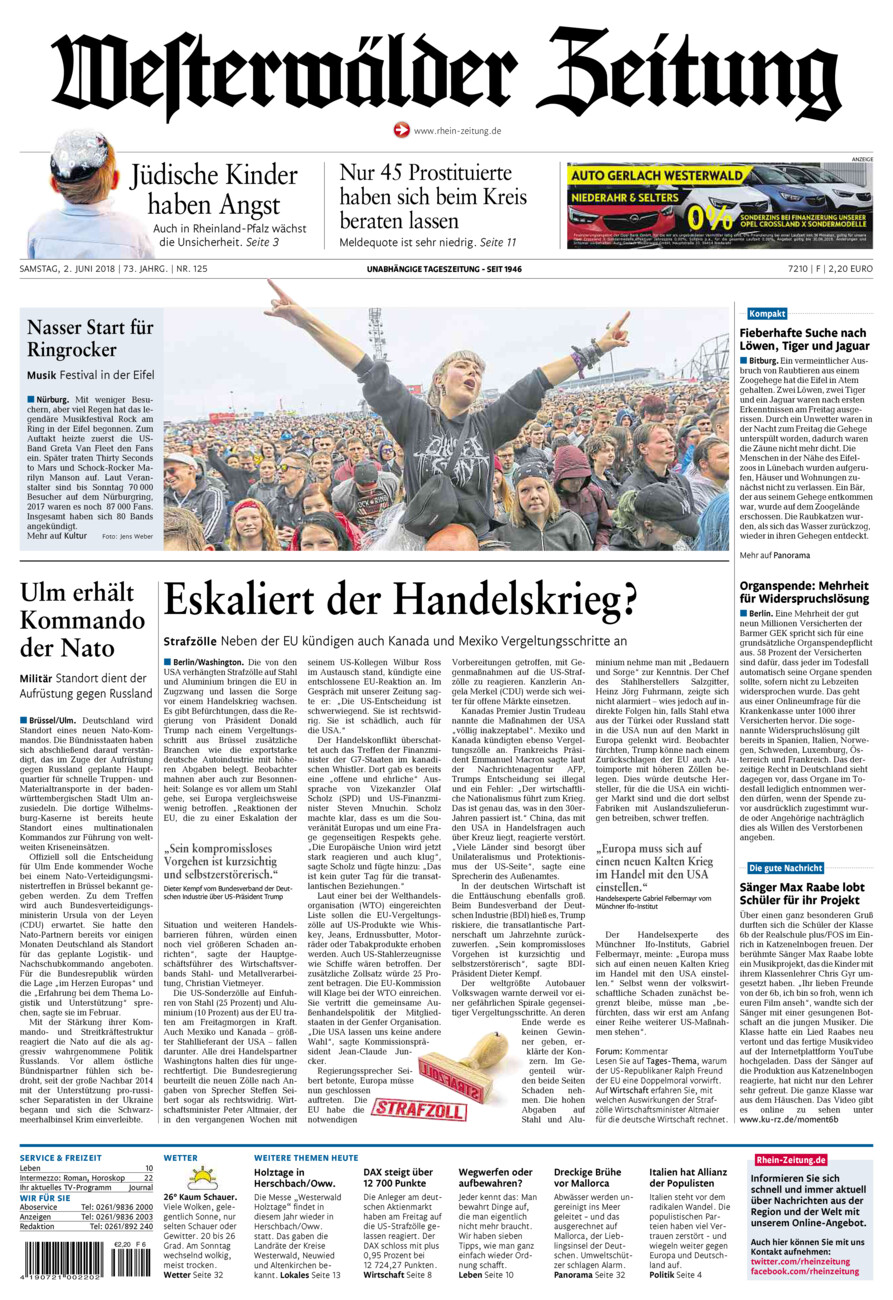 Westerwälder Zeitung vom Samstag, 02.06.2018