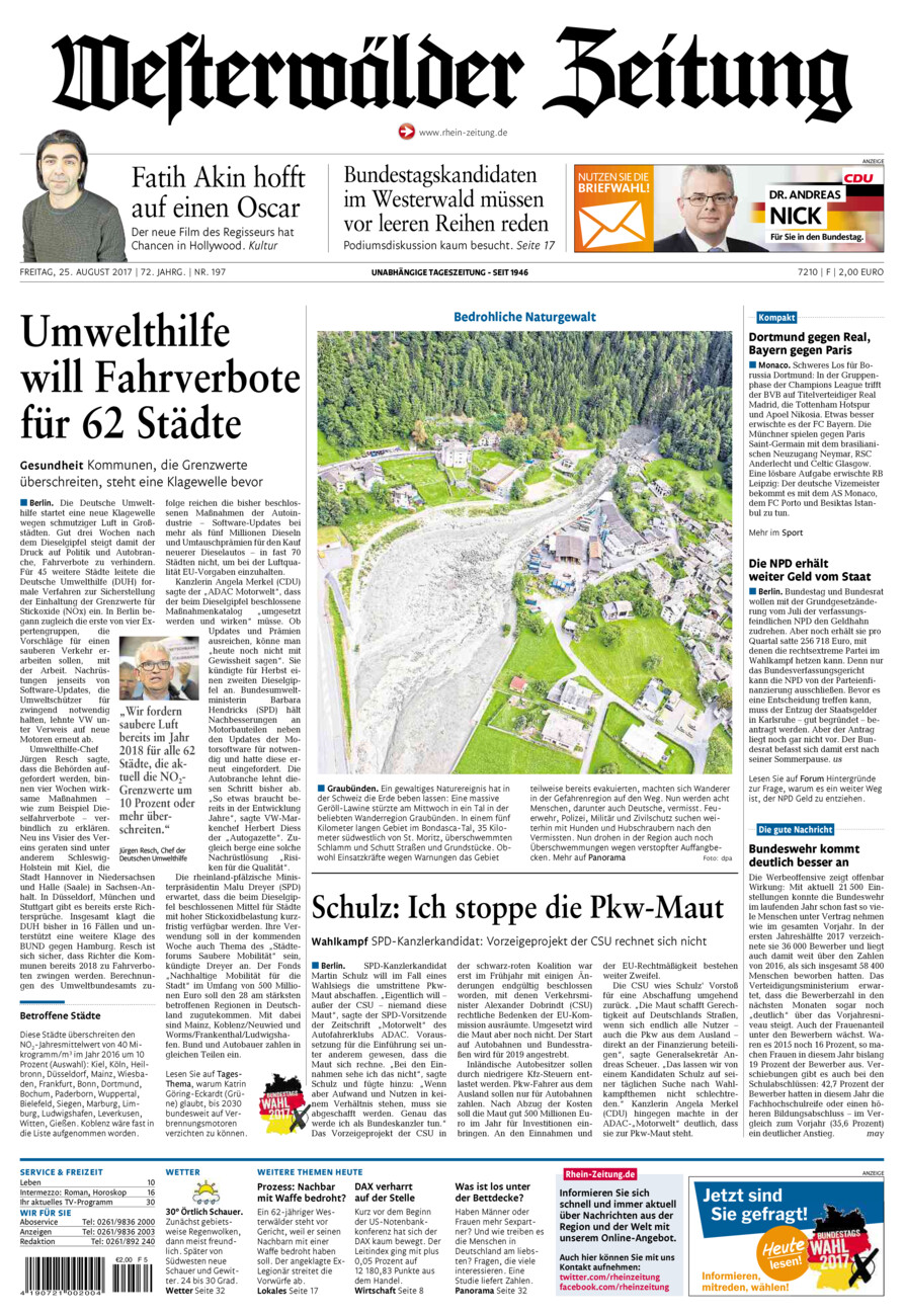 Westerwälder Zeitung vom Freitag, 25.08.2017