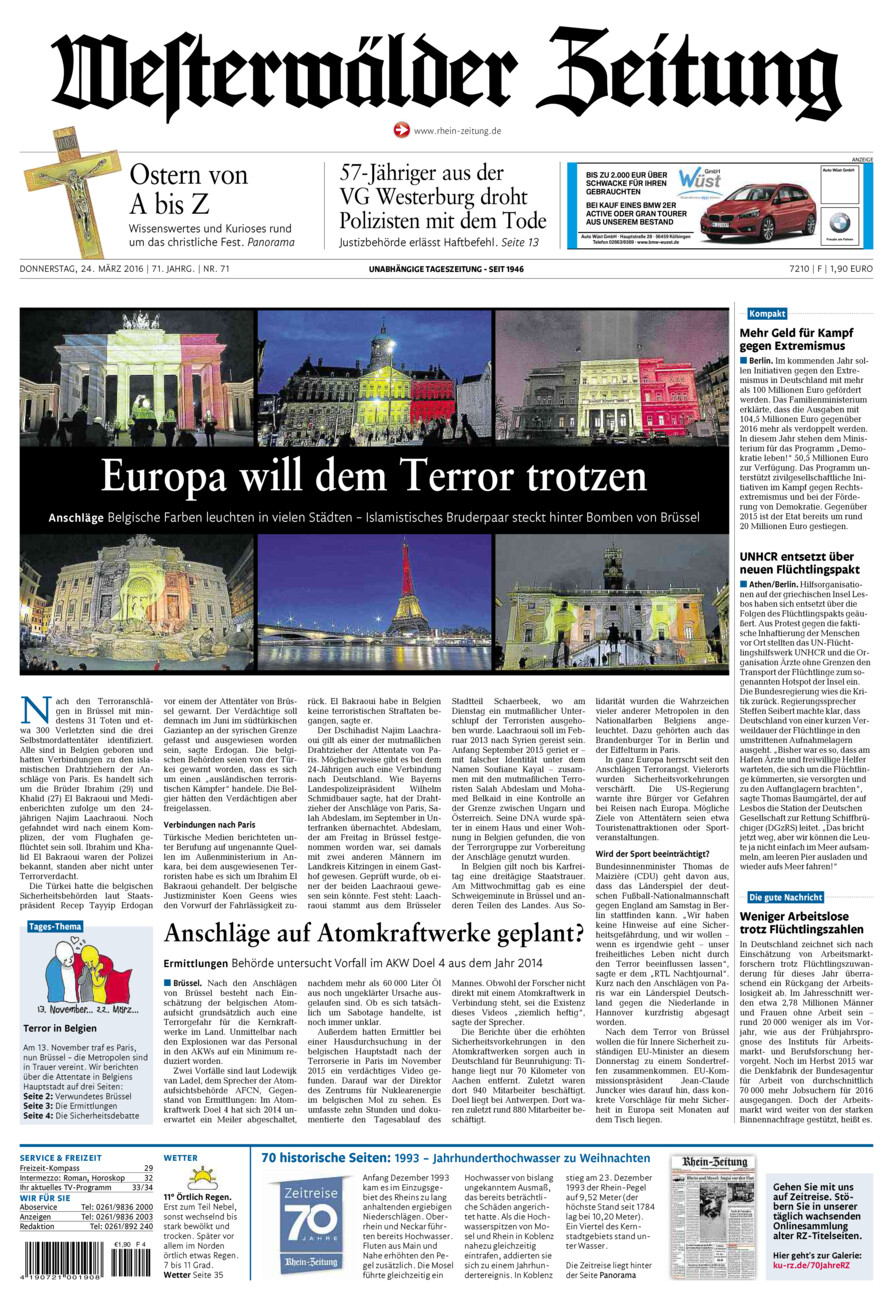 Westerwälder Zeitung vom Donnerstag, 24.03.2016