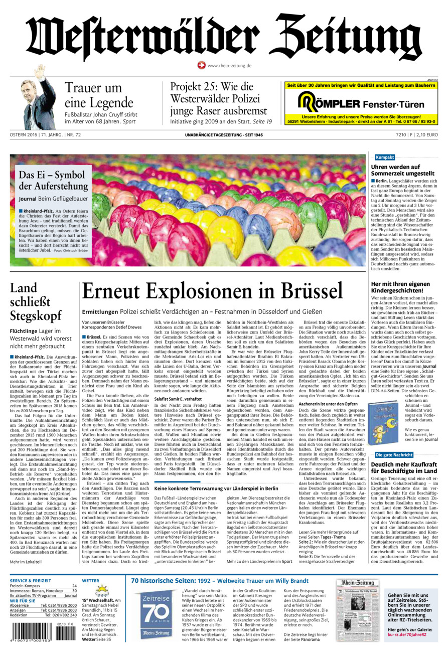 Westerwälder Zeitung vom Samstag, 26.03.2016