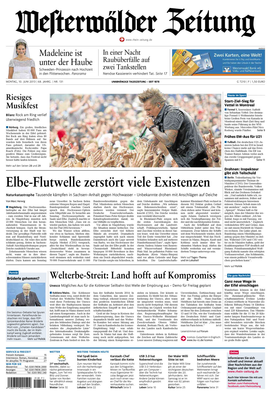 Westerwälder Zeitung vom Montag, 10.06.2013