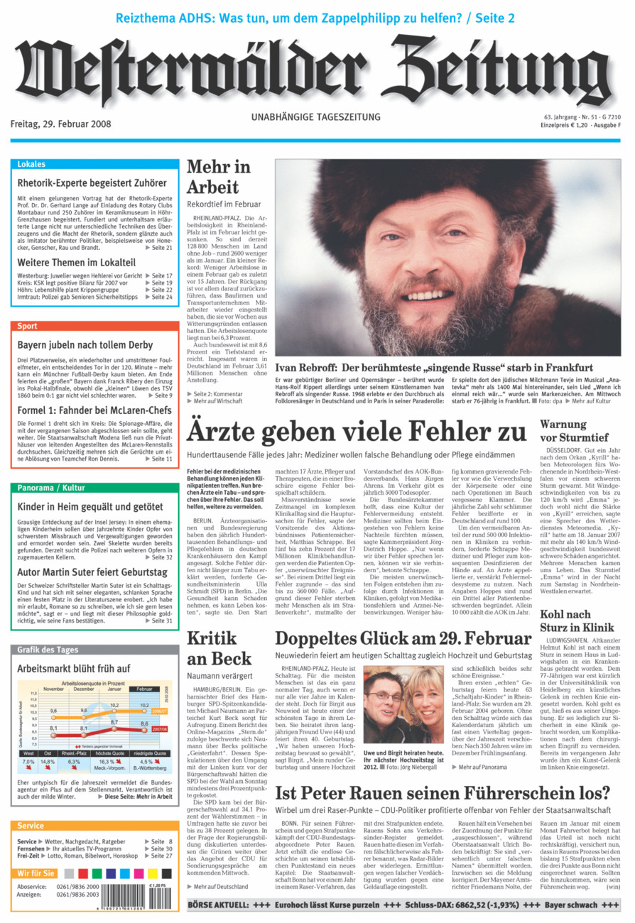 Westerwälder Zeitung vom Freitag, 29.02.2008