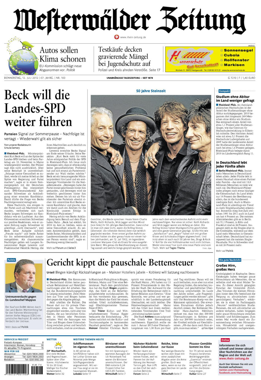 Westerwälder Zeitung vom Donnerstag, 12.07.2012