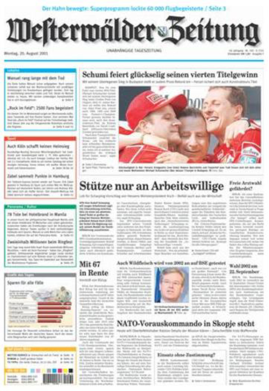 Westerwälder Zeitung vom Montag, 20.08.2001