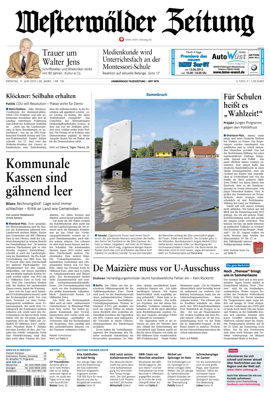 Westerwälder Zeitung vom Dienstag, 11.06.2013