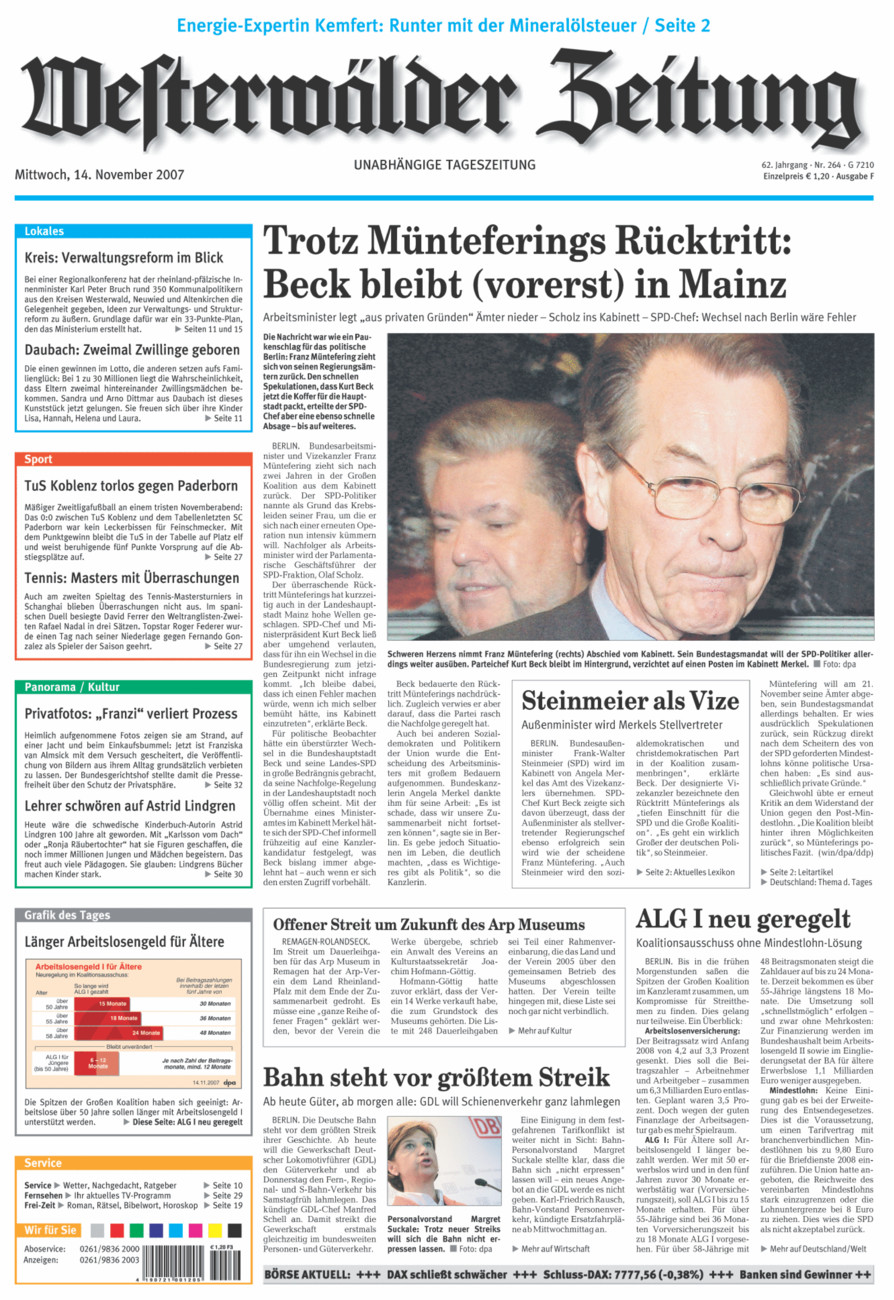 Westerwälder Zeitung vom Mittwoch, 14.11.2007