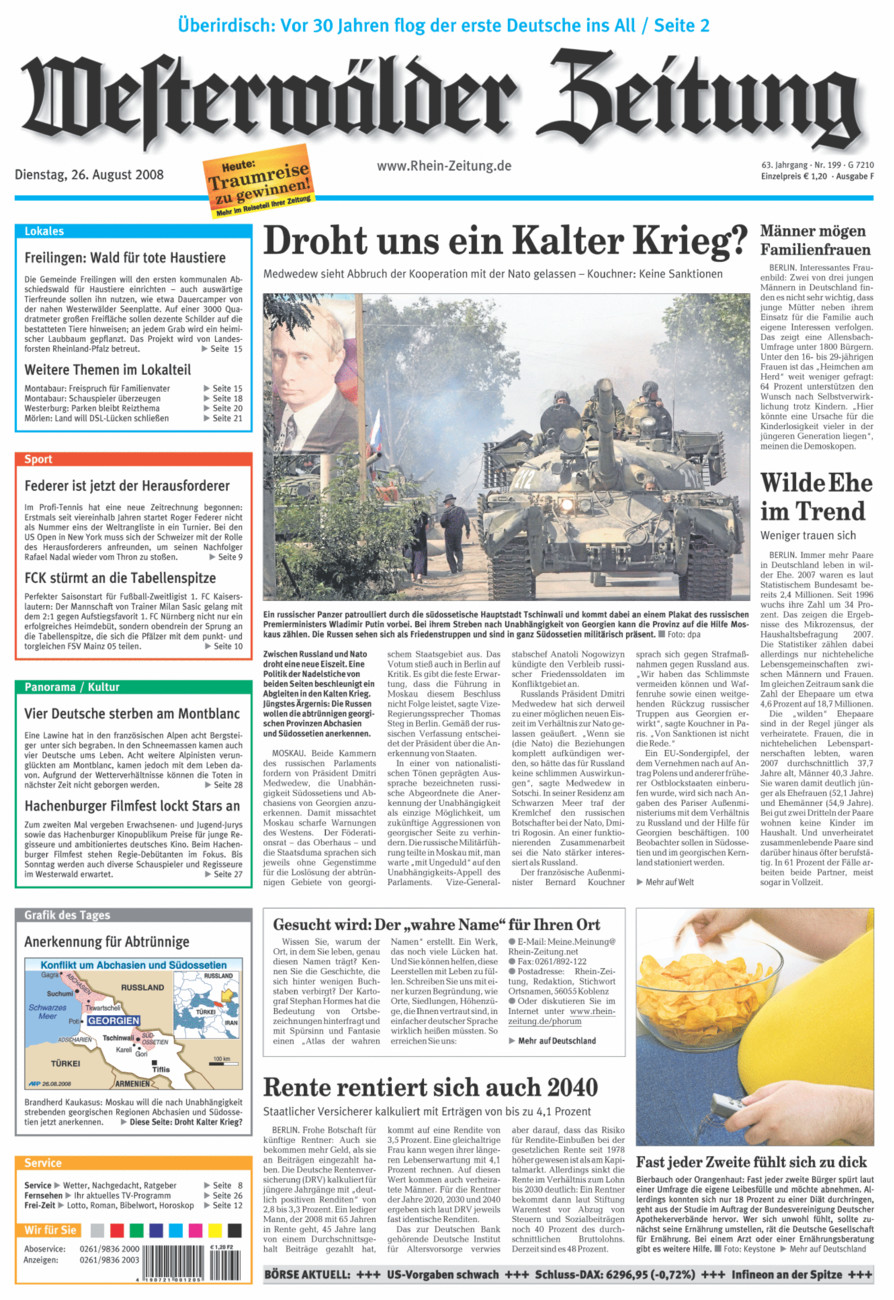 Westerwälder Zeitung vom Dienstag, 26.08.2008