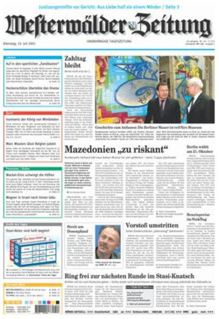 Westerwälder Zeitung vom Dienstag, 10.07.2001