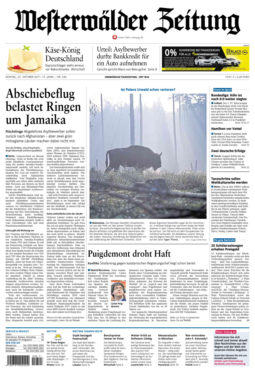 Westerwälder Zeitung vom Montag, 23.10.2017