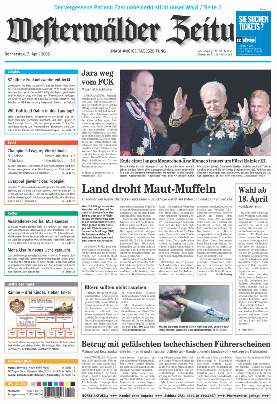 Westerwälder Zeitung vom Donnerstag, 07.04.2005