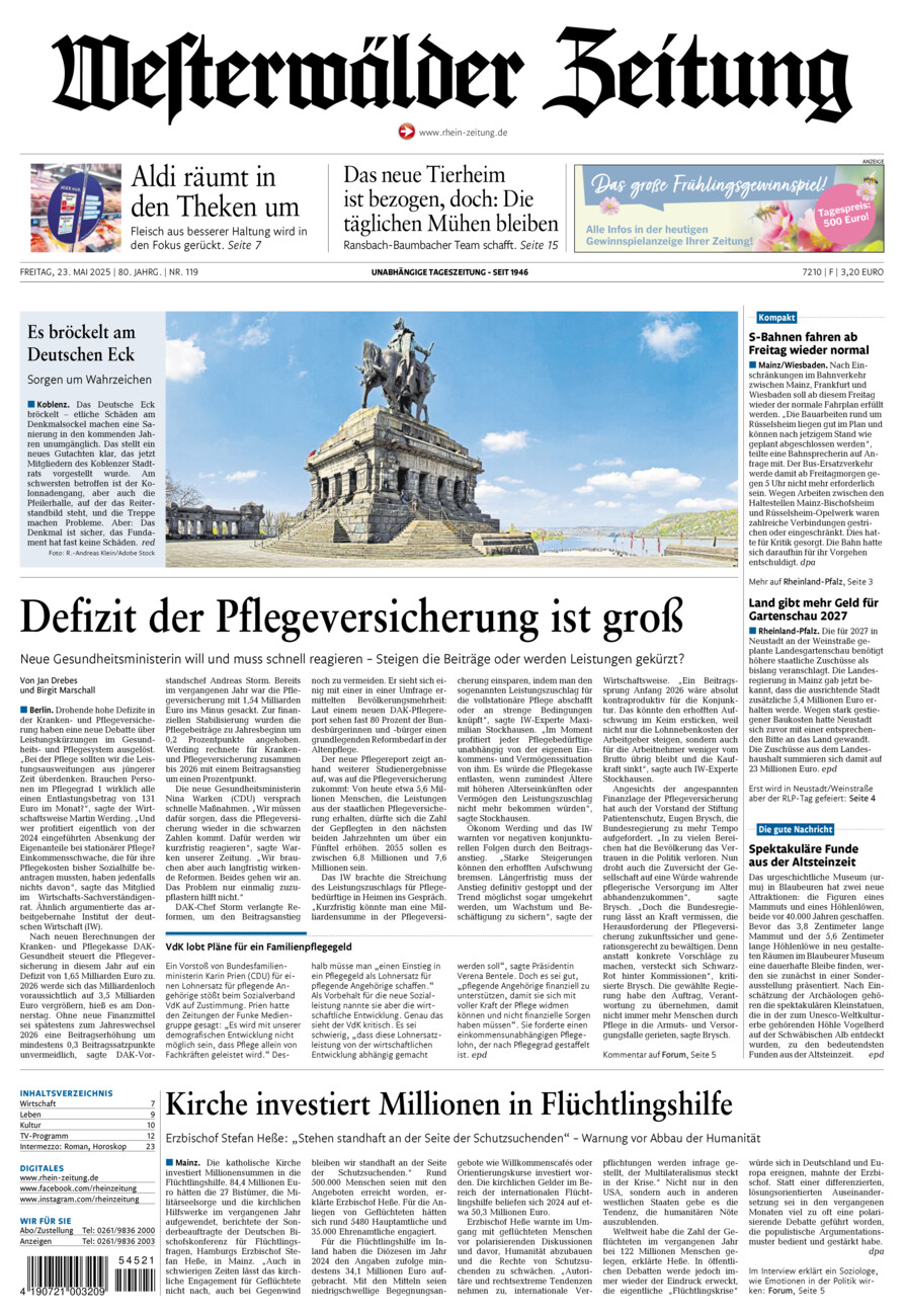 Westerwälder Zeitung vom Freitag, 23.05.2025