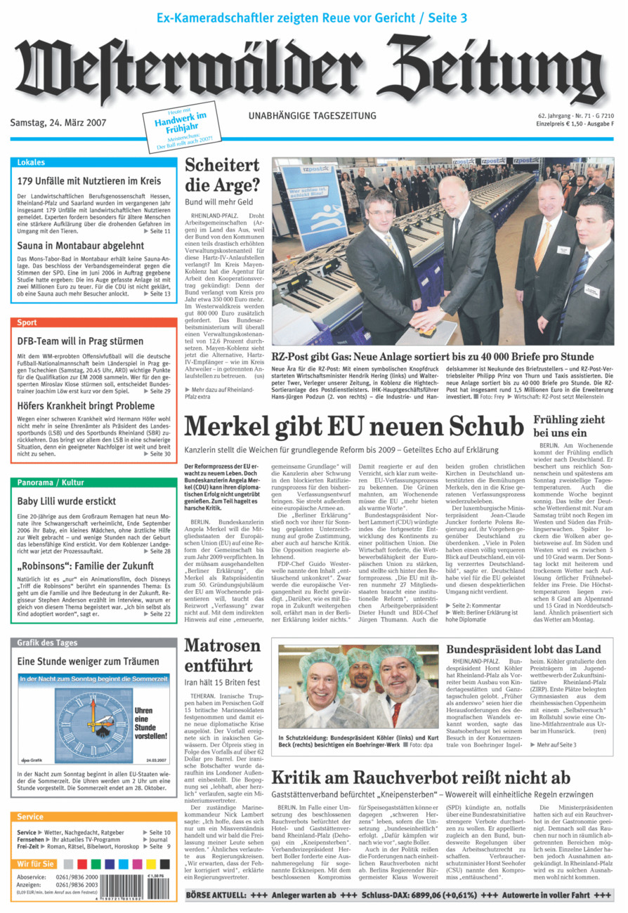 Westerwälder Zeitung vom Samstag, 24.03.2007