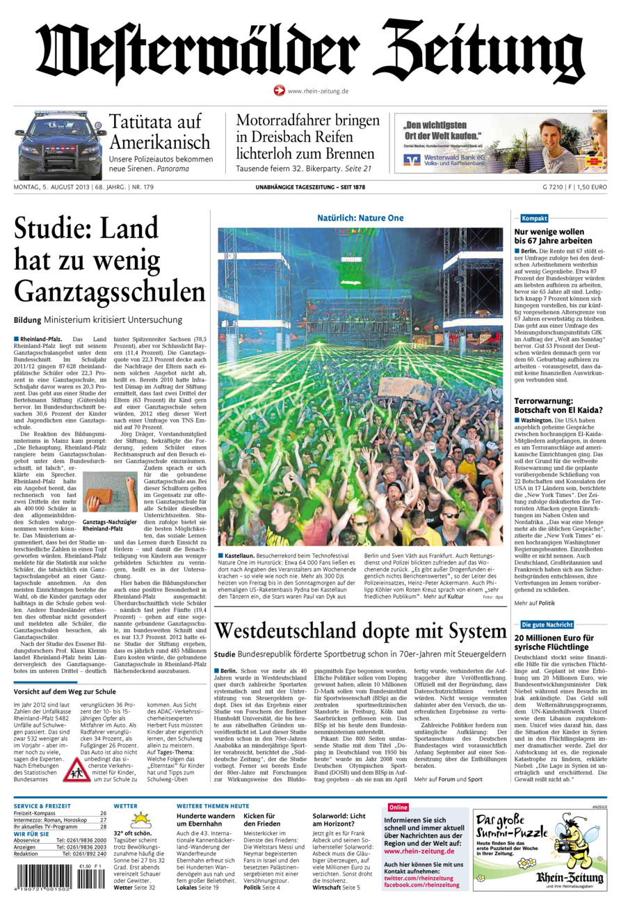 Westerwälder Zeitung vom Montag, 05.08.2013