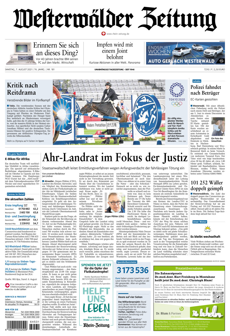Westerwälder Zeitung vom Samstag, 07.08.2021